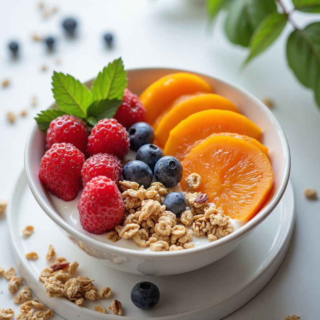 Healthy breakfast bowl with fruits