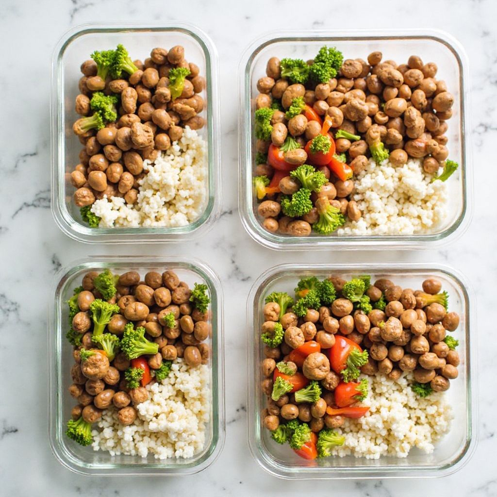 Meal prep containers with balanced nutrition