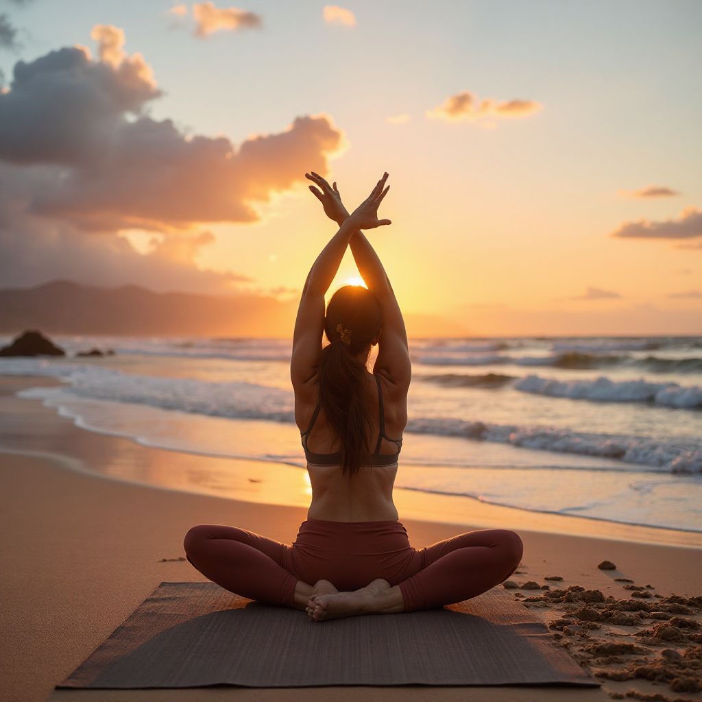 Outdoor yoga at Australian beach